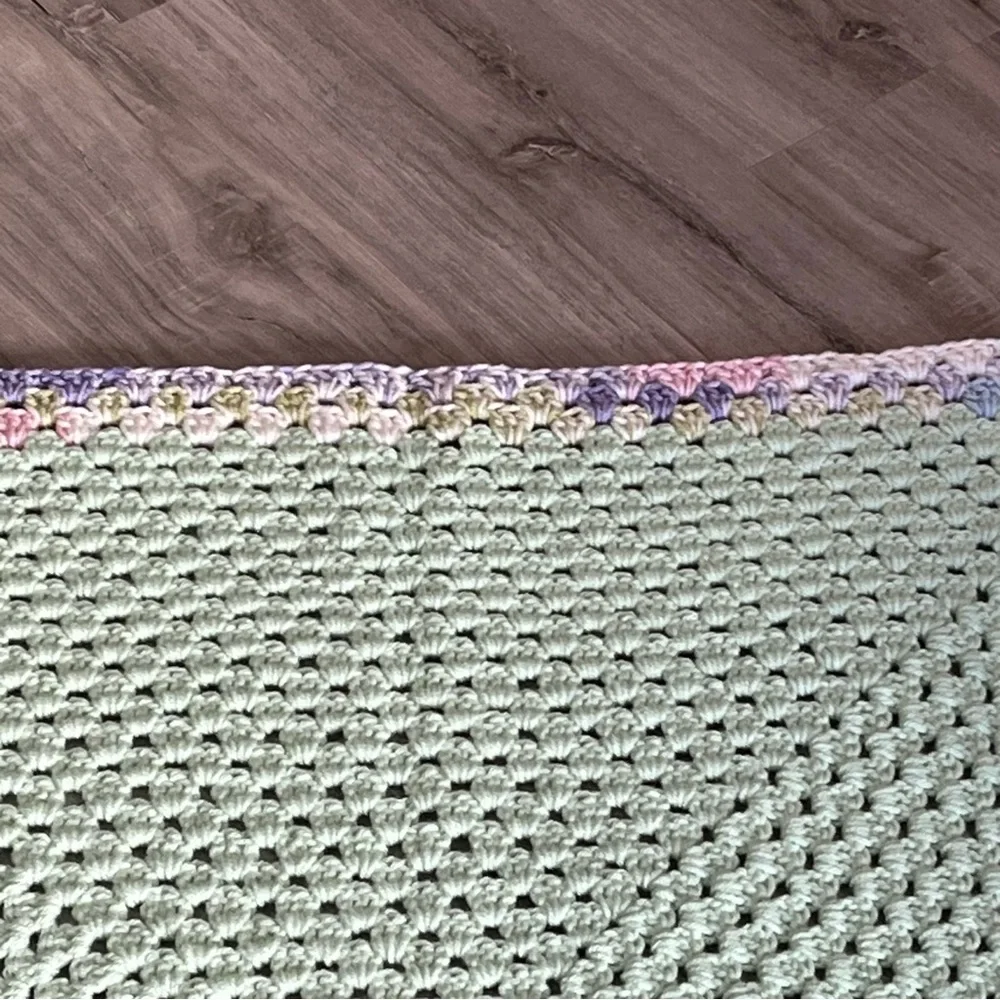 New Handmade Crochet Mint Green Granny Square Blanket